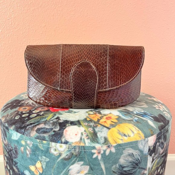 Vintage Faux Brown Snakeskin Clutch - Picture 1 of 3